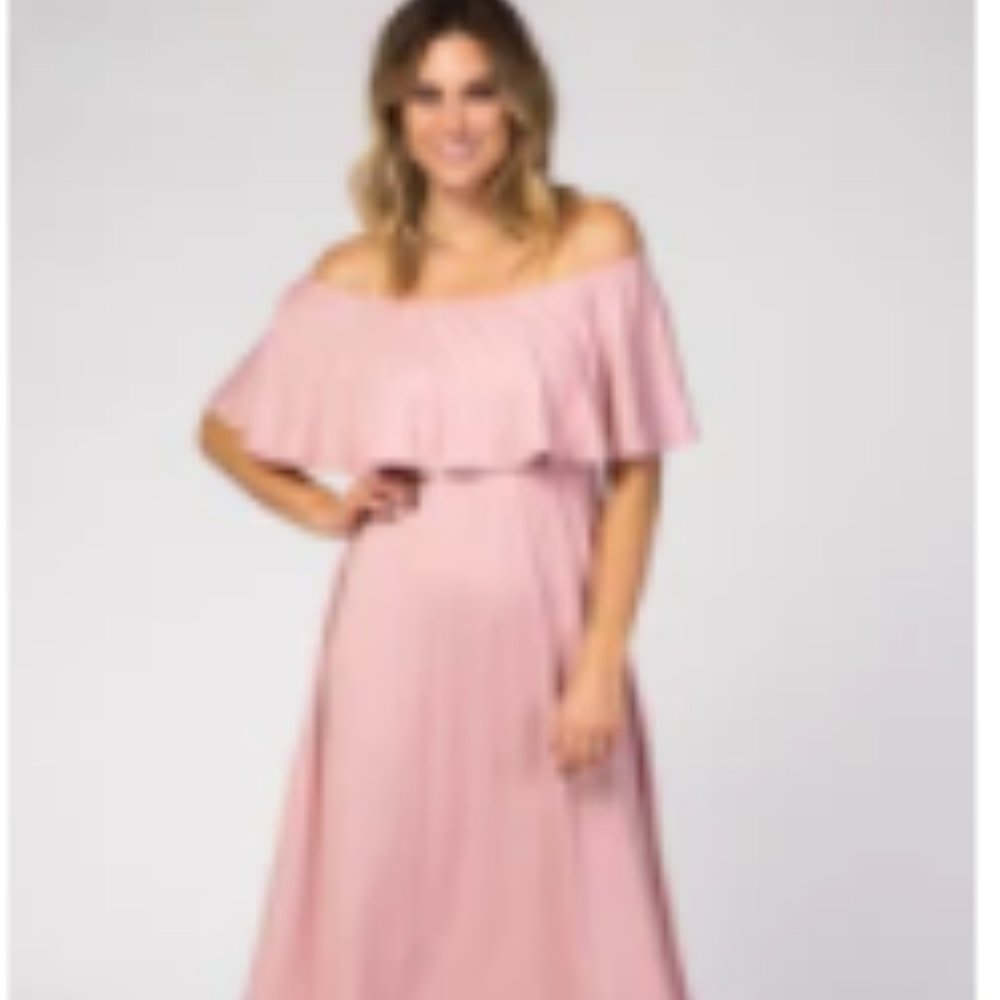 Pinkblush Mauve Off Shoulder Maxi Dress